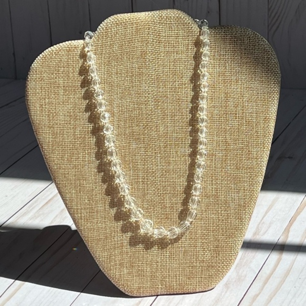 Vintage 1960s Clear Lucite Glass Bead Necklace Mad Men MCM‎ Costume